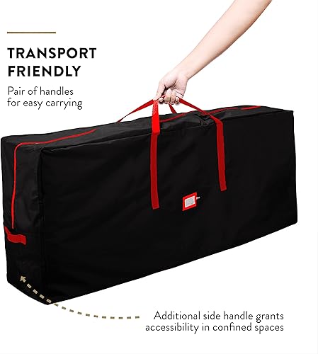 Vista 18 de Bolsa de alta calidad para guardar el árbol de Navidad, para árboles artificiales desarmados de hasta 9 pies de alto, tiene asas duraderas y un Rojo