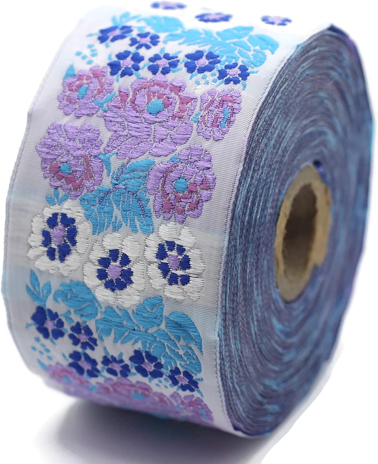 11 Yards Spool 1.96" Floral Purple and Blue Woven Trim Jacquard Ribbon Vintage Costume Trims Home Decor 50097-V8
