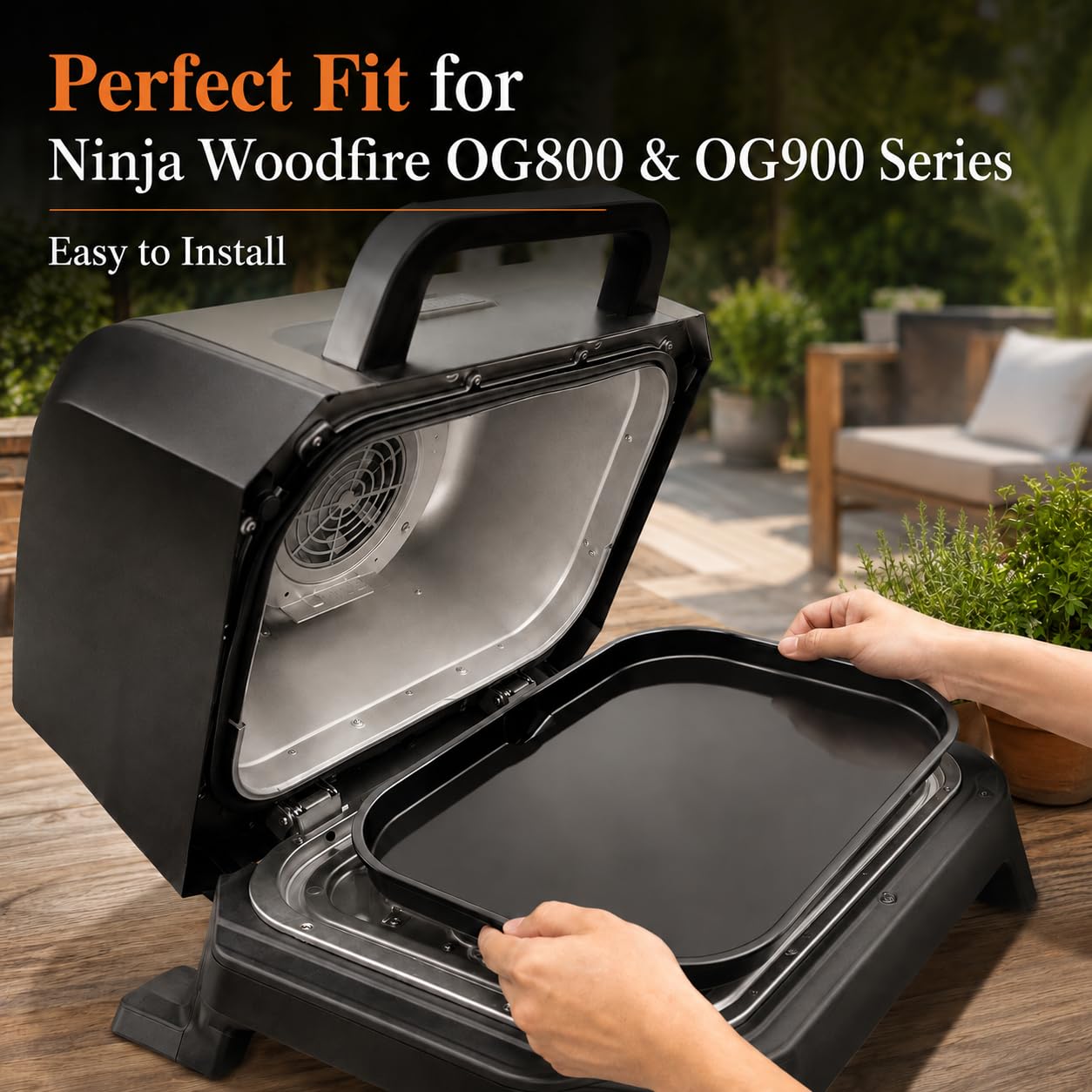 GRISUN Piastra in ghisa con rivestimento in ceramica per Ninja Woodfire Pro XL, serie OG800 e OG900, piastra piatta per esterni, piastra per piastra