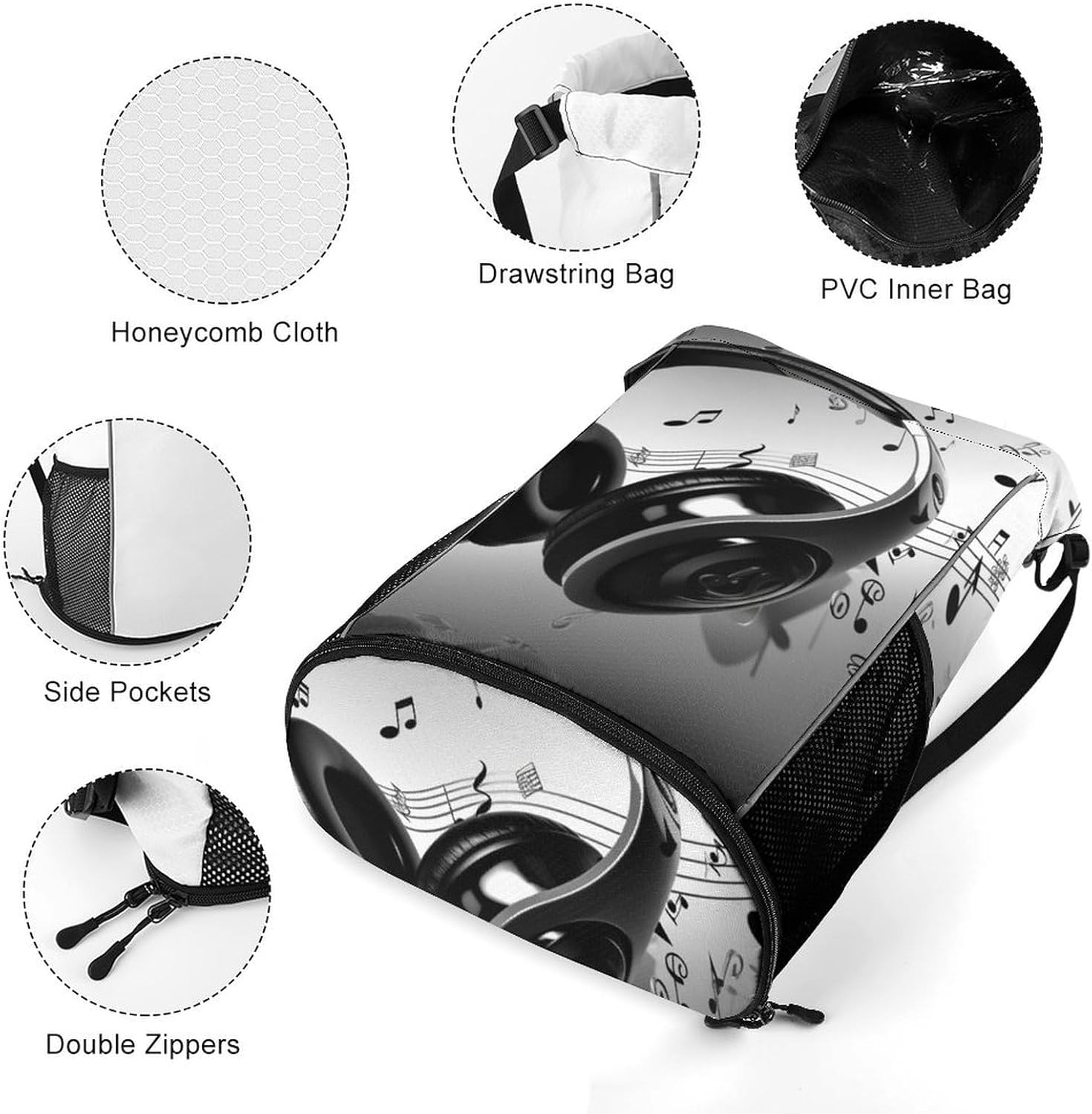 Fitness Drawstring Backpack Waterproof Gym Bag Music Lightweight Dry And Wet Separation Swim Bag