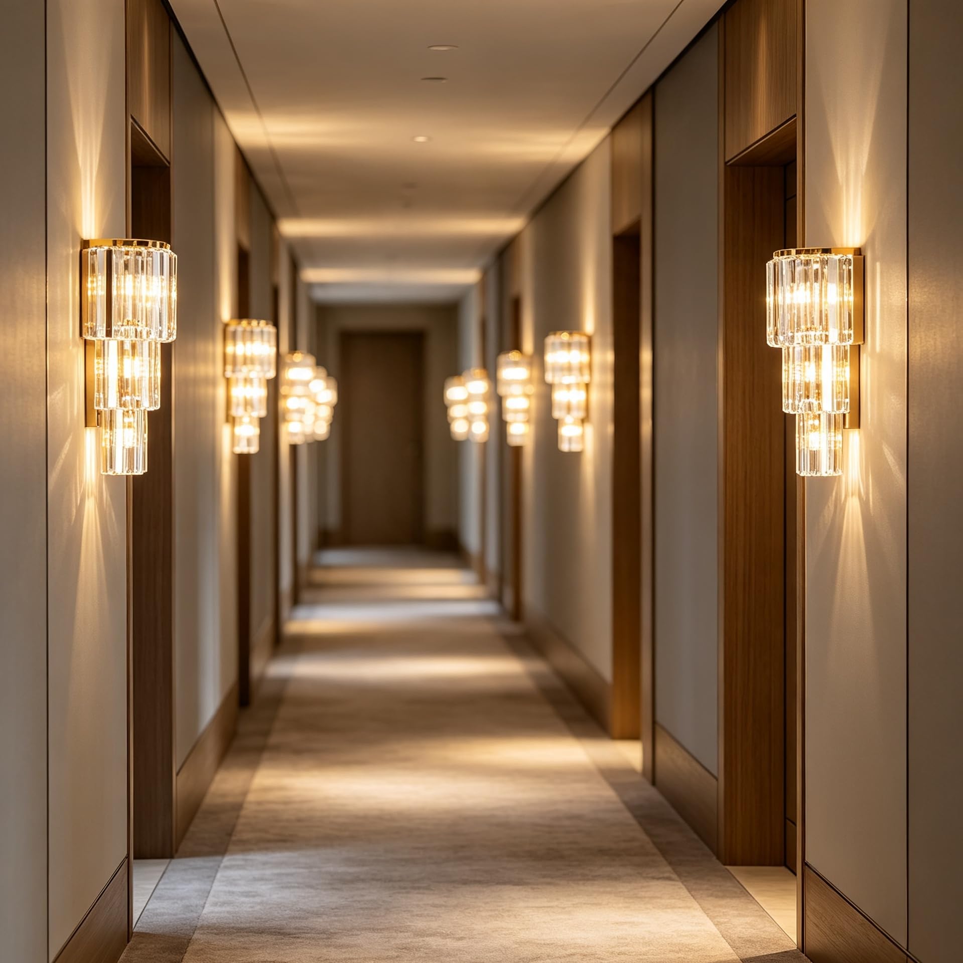 Lampada da Parete Interno applique parete interno Moderna di Lusso in Cristallo - Colore della Luce Regolabile a 3 Livelli, Dimensioni 50x19x12cm, 14W Oro E14x3 Led