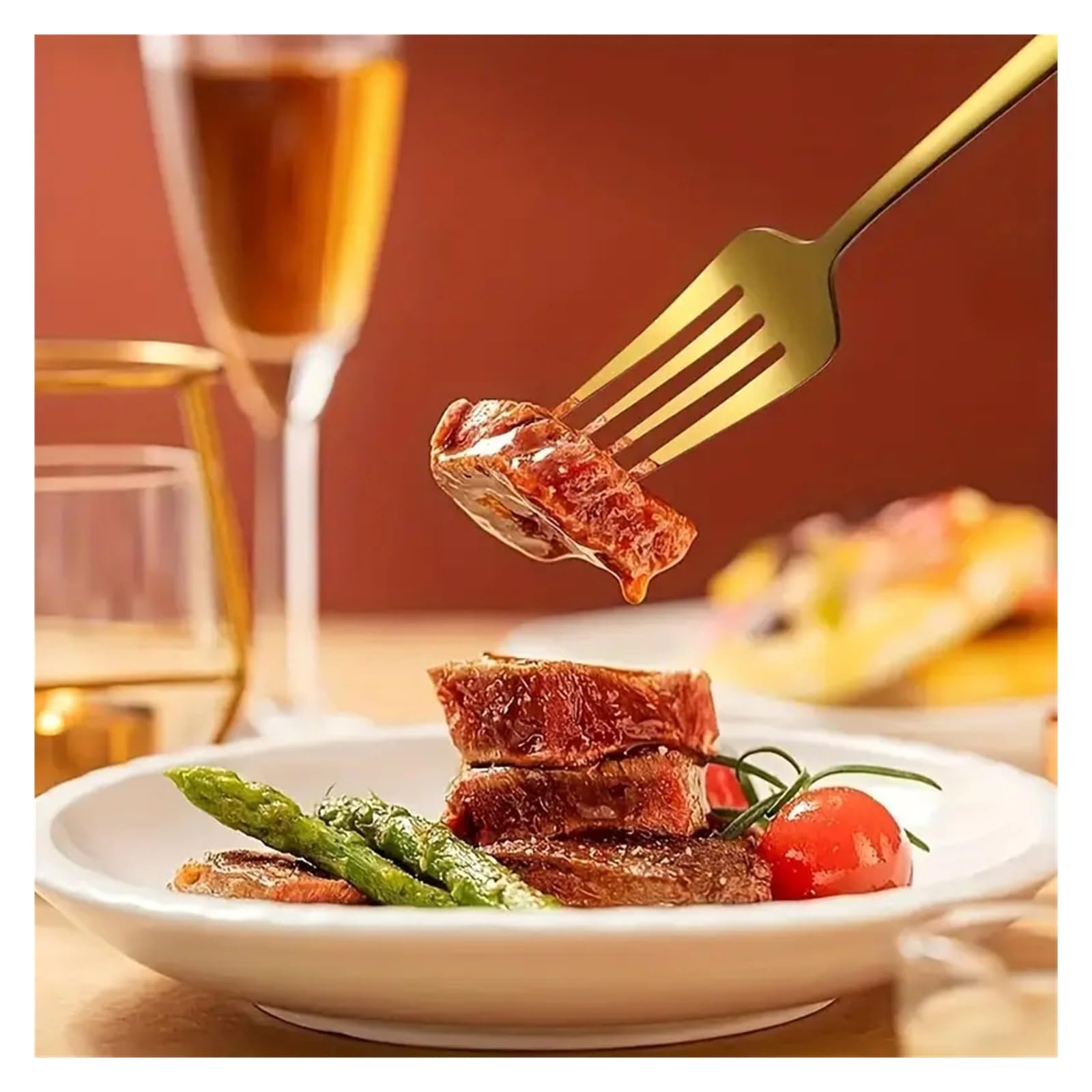 Tenedor de cena de acero inoxidable, cuberteria de mesa multiuso