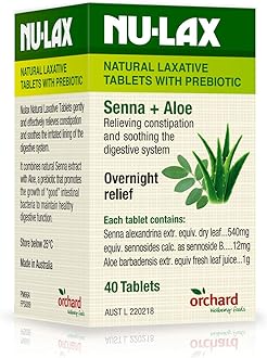 Natural Laxative Tablets With Prebiotic Senna + Aloe 40 Tablets