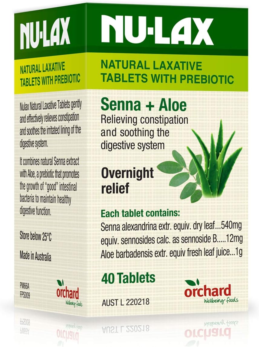 Natural Laxative Tablets With Prebiotic Senna + Aloe 40 Tablets