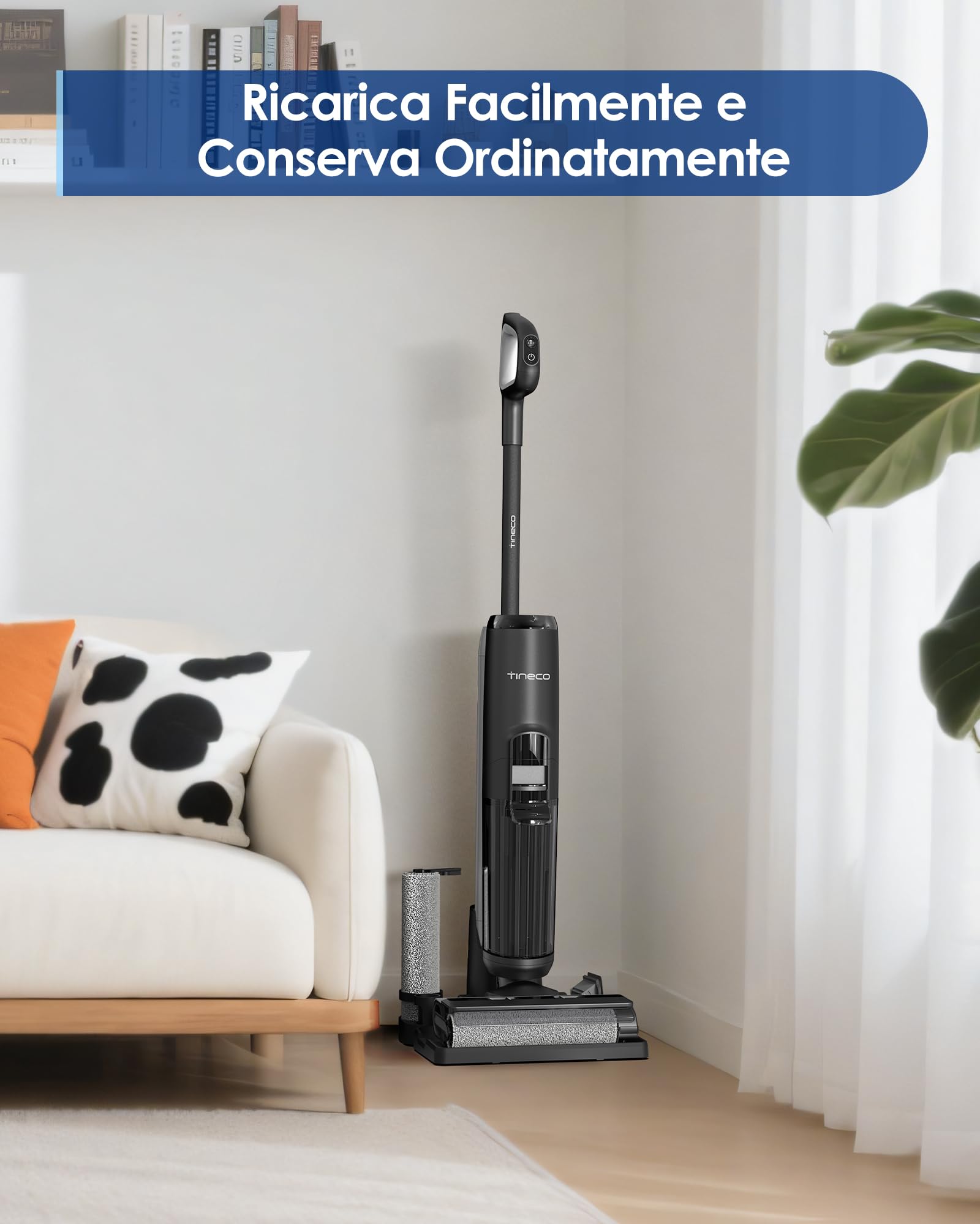 Tineco FLOOR ONE S5 Aspirapolvere Senza Fili Intelligente, Lavapavimenti, Pulizia per Pavimenti e Superfici Asciutti o Bagnati, Ottimo per Peli di Animali