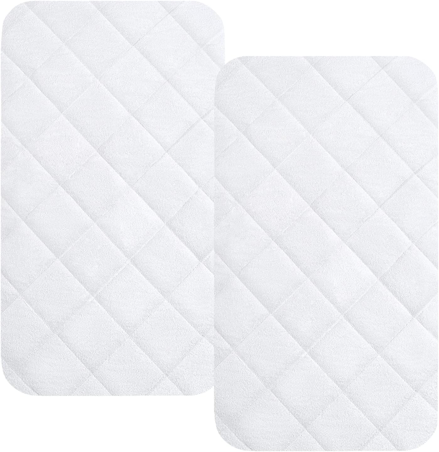 Waterproof Bassinet Mattress Cover Pack of 2, Compatible with Halo BassiNest Swivel, Glide, Flex, Luxe & Premiere Series, Regalo Baby Basics Bassinet, Bamboo Terry Surface, 18" x30", White