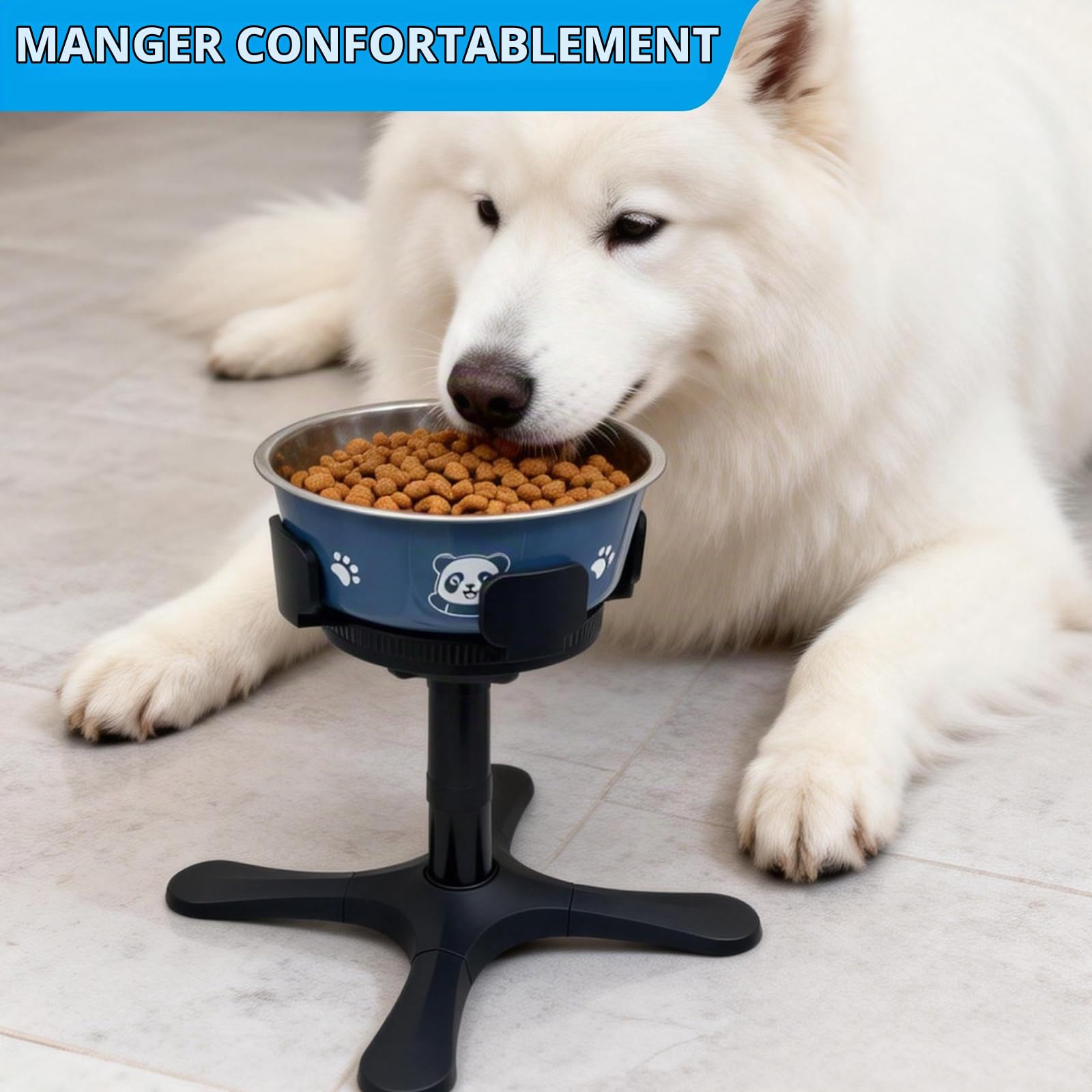Support De Gamelle pour Chien, 3 Hauteurs Ajustables Porte Gamelles, Gamelle Chien Surélevées, pour Petits, Moyens Et Grands Chiens, Hauteur Et Largeur Réglables