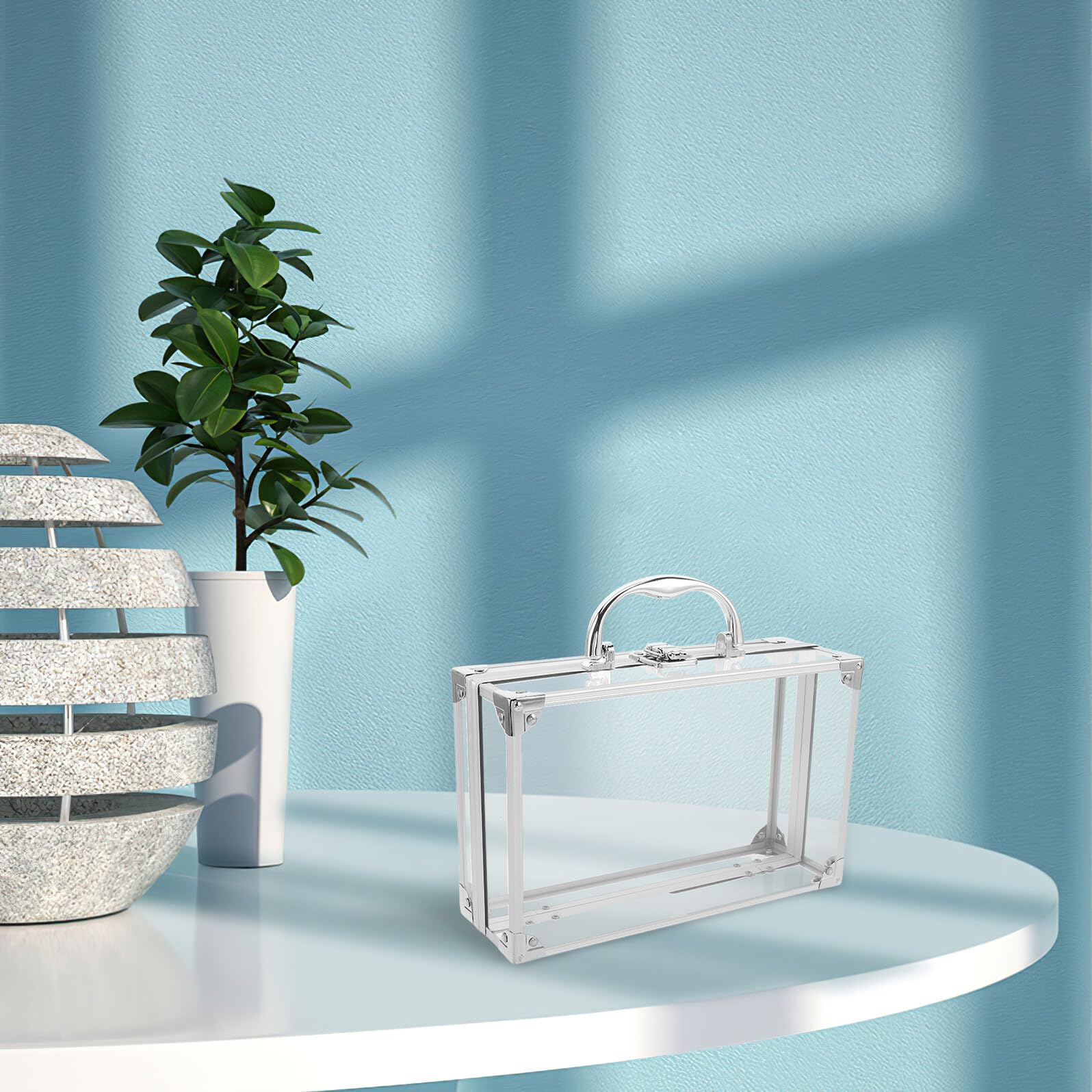 Gatuida Scatola Porta Libri Trasparente con Maniglia Portatile Contenitore con Coperchio di Sicurezza per Protezione da Polvere e Umidità Custodia Multifunzionale per Studio Ufficio e
