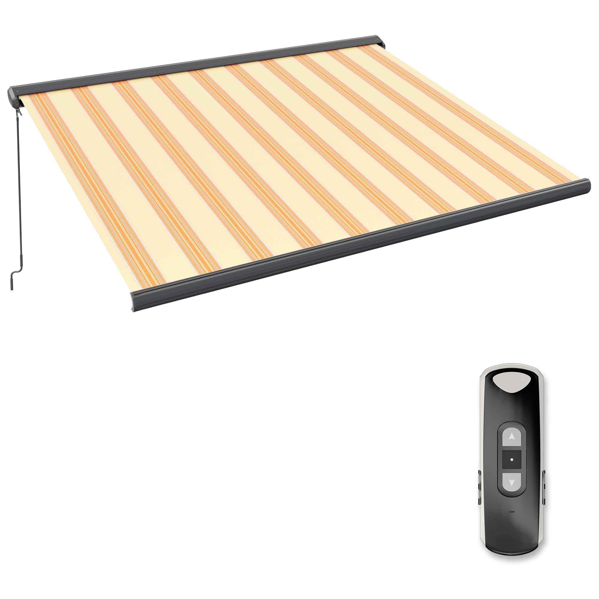 paramondo Markise Kassettenmarkise Curve 2000 Gelenkarmmarkise Balkon Terrasse Sichtschutz, mit jarolift Funkmotor & Funkhandsender, 345 x 300 cm, Gestell Anthrazit, Stoff Multi Sand-Orange