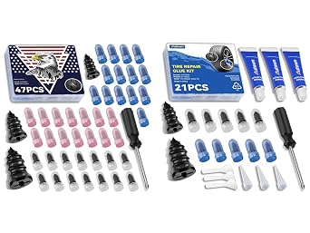 AUTOWN 68Pcs Tire Repair Rubber Nail Kit with Glue - Screw in Tire Plugs Set for Car Truck SUV Motorcycle Flat Tire Emergency