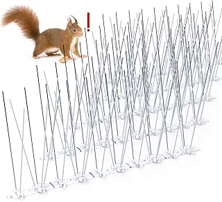 Bird Spikes with Stainless Steel Pins, Easy to Install, Nest Deterrent and Prevention, Keep Pigeons, Seagulls, Crows and Woodpeckers Away, for Fence, Roof, Balcony and Outdoor Use, 16.4ft