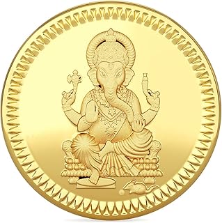 Joyalukkas 22K (916) Purity Gold Coin | Yellow Color | Round Shape | Ganesha/Ganapati Design.