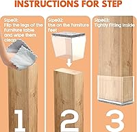 Vista 3 de Protectores rectangulares para patas de silla para suelos de madera, 16 fundas de silicona para proteger suelos de baldosas de madera, almohadillas