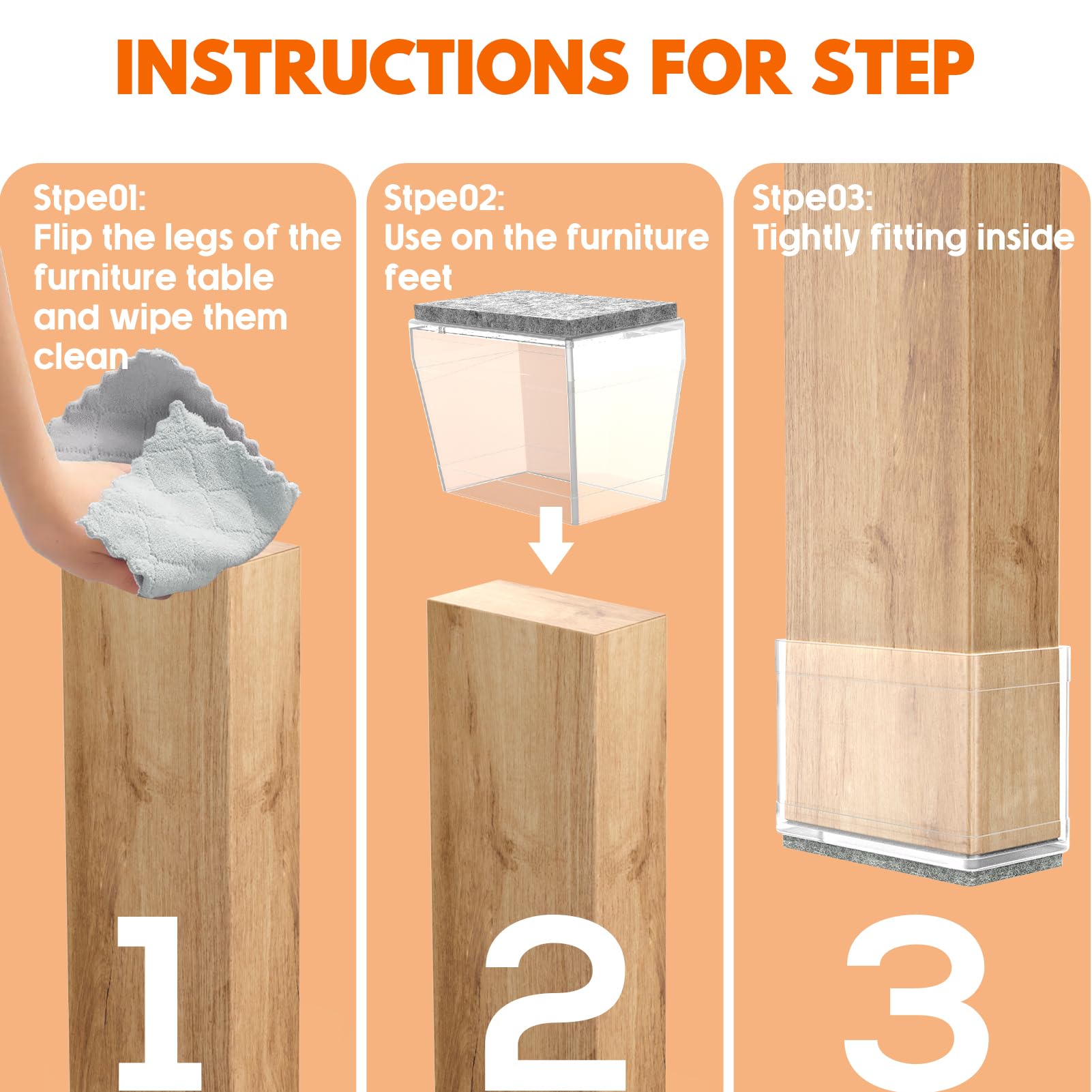 Protectores rectangulares para patas de silla para suelos de madera dura, 16 fundas de silicona para proteger suelos de azulejos de madera, almohadillas de fieltro, tapas de patas de muebles, reducen