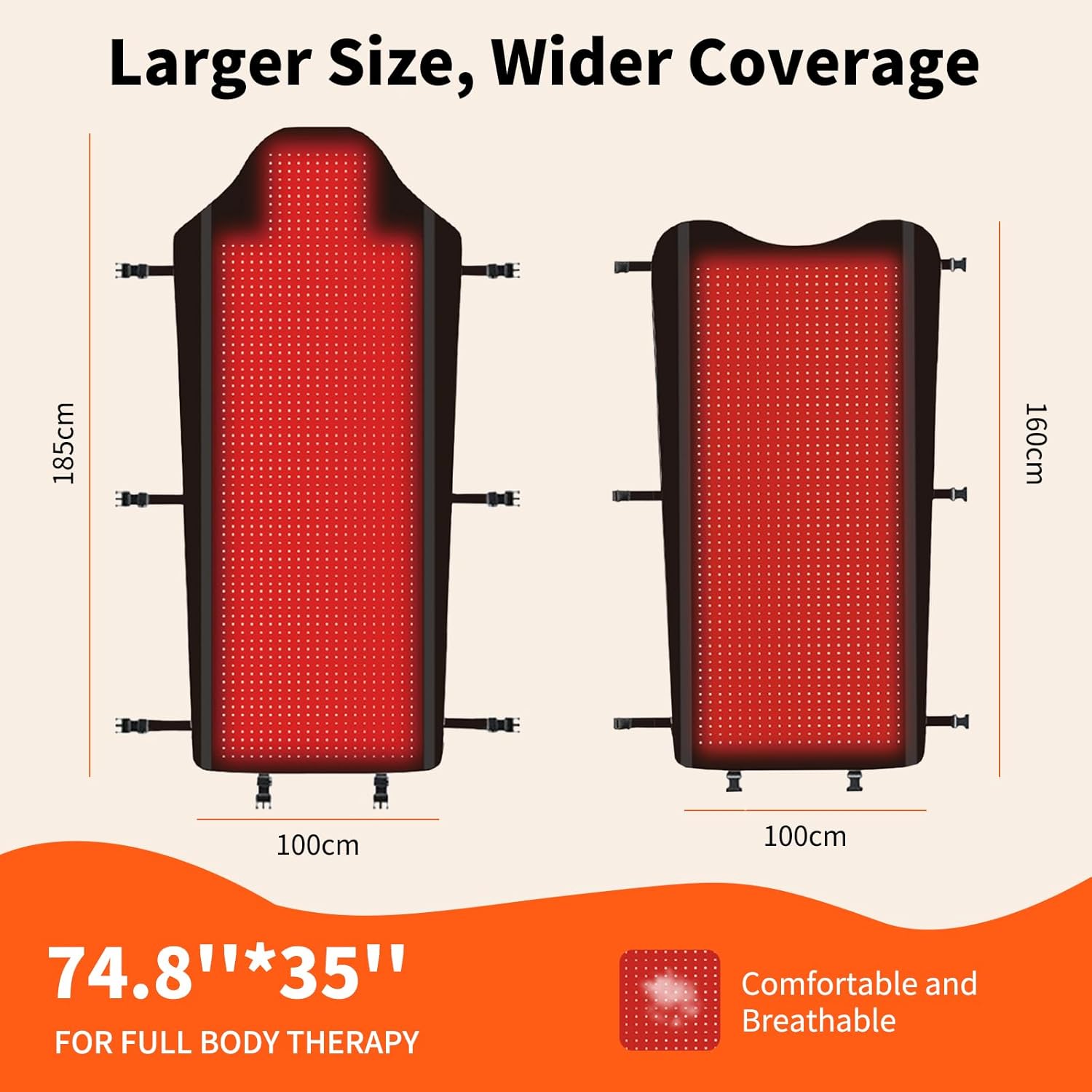 Largest 2704 LEDs Dual Full Body Red Light Therapy Mat, Easy Cleaning Premium TPU Red Light Blanket for Full Body, Dual Wavelength Infrared Red Light Blanket with 5 Levels of Lightness, 288W - Image 7