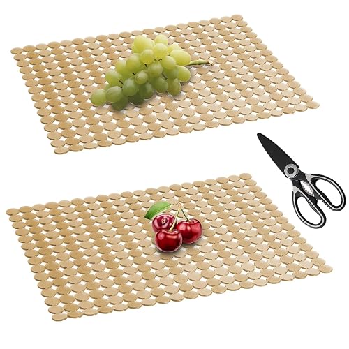 YTCYKJ Kitchen Sink Mat 2 Pack with Scissors Light Yellow
