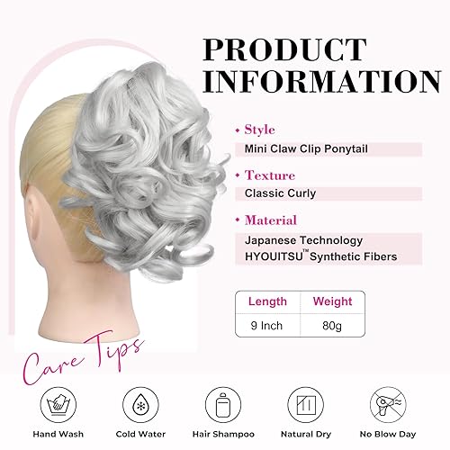 Miniatura 2 de REECHO Extensión de cola de caballo corta de 9 pulgadas, clásica, suelta, rizada, ondulada, con clip, extensiones de cabello con cola de caballo