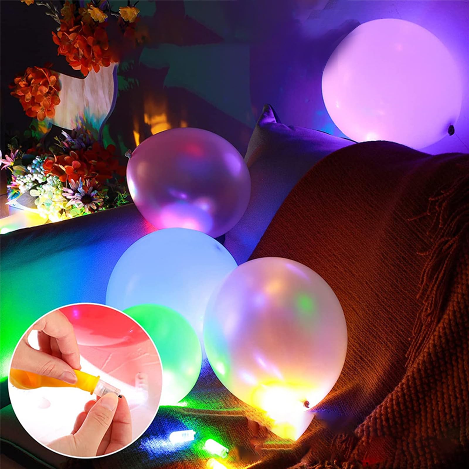 ENLACE Mini żarówki LED do balonów, 20 sztuk żarówek LED zasilanych na baterie, ciepła biel, mini światło LED, żarówka do balonów, latarni papierowych, na wesele, Halloween, Boże Narodzenie, dekoracja