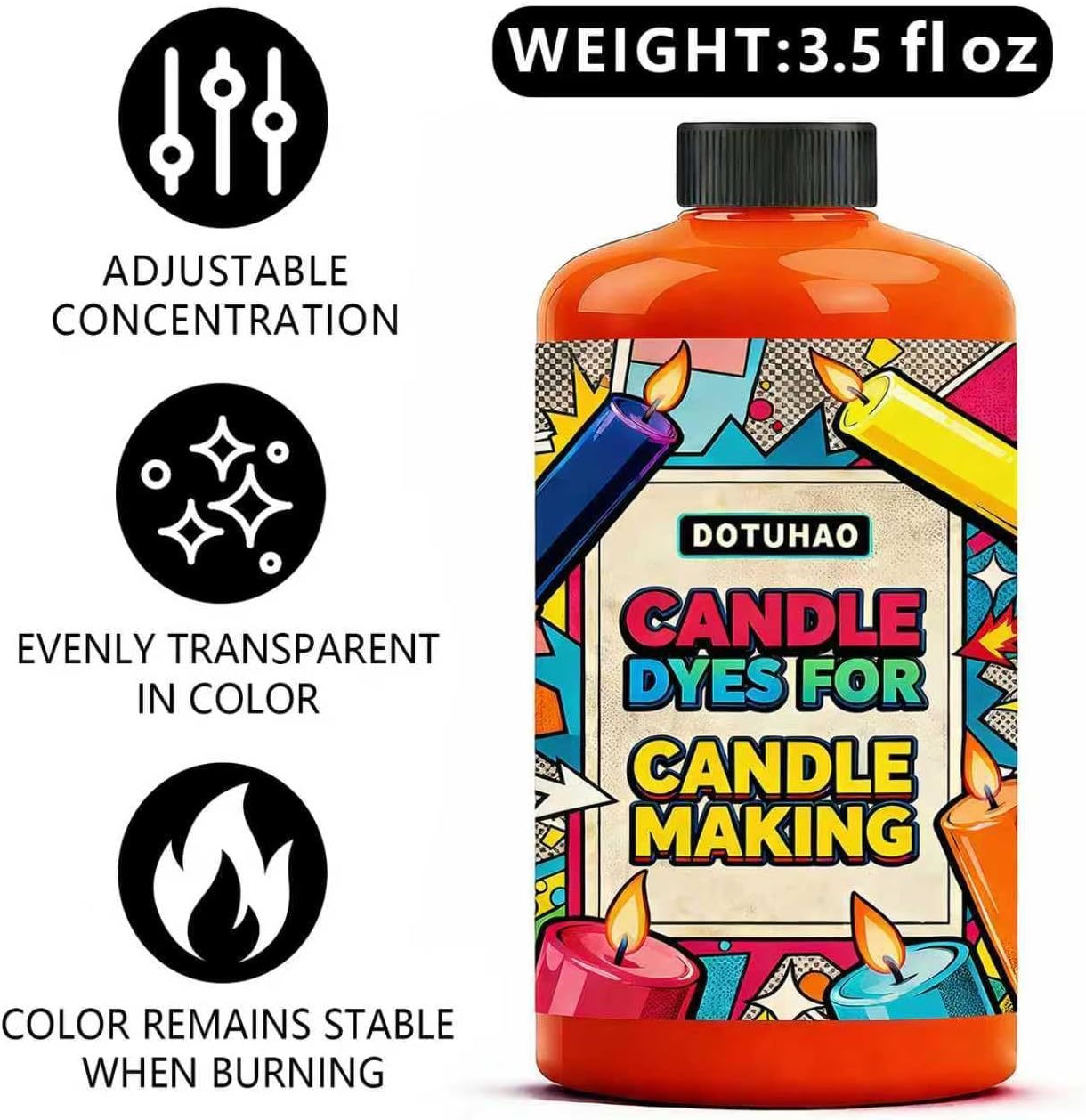 Candle Color Dye, Black Candle Dyes for Candle Making, Concentrated Candles Wax Dye, Long-Lasting Vibrant Color(Black, 3.5 Fl.Oz)