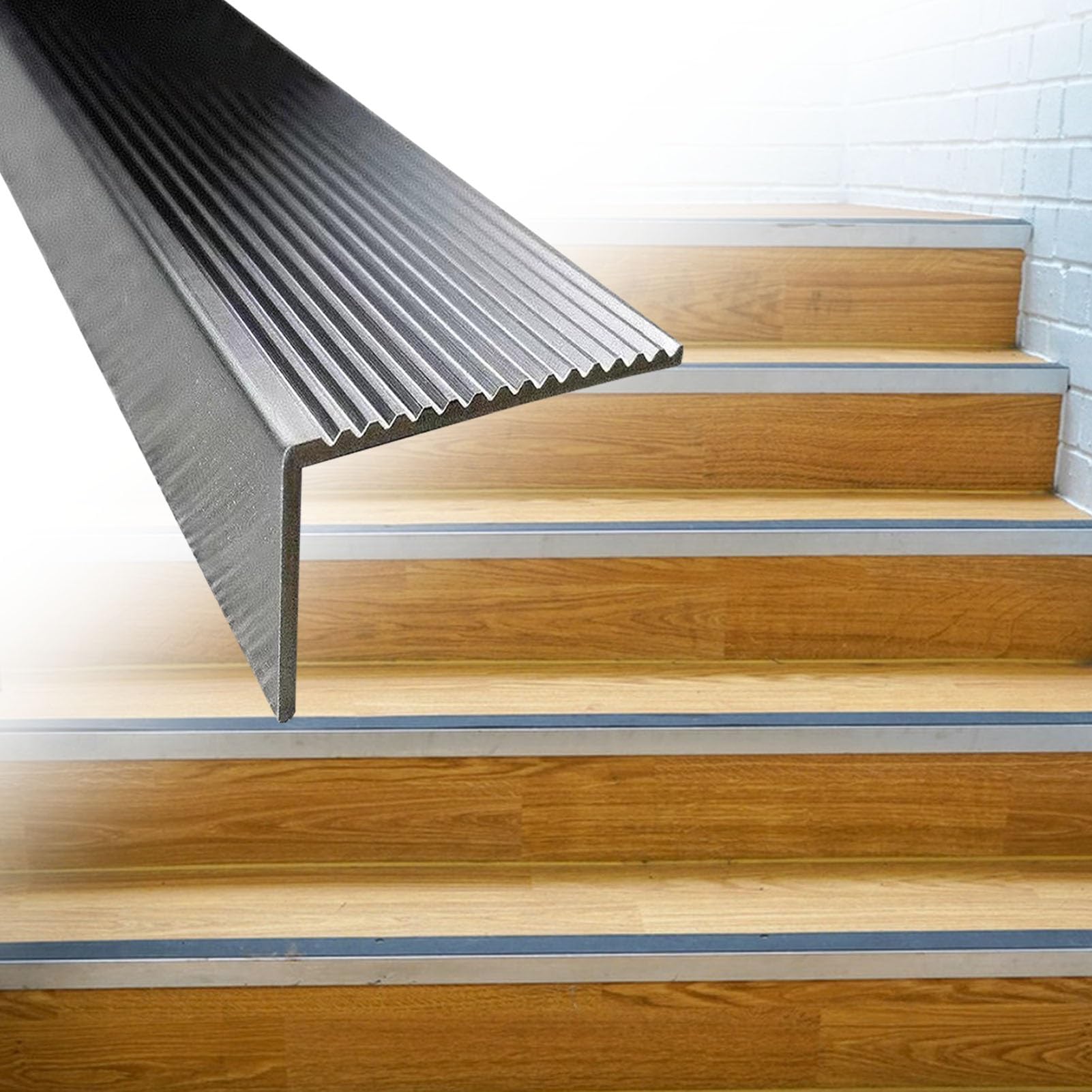 Perfil Protector de Escalera Protector de Borde de Escalera para Piso de Baldosas Laminadas de Vinilo, Tapas de Borde de Escalera Metálicas, Tira de Transición, Protector de Borde de Peldaño Antidesli