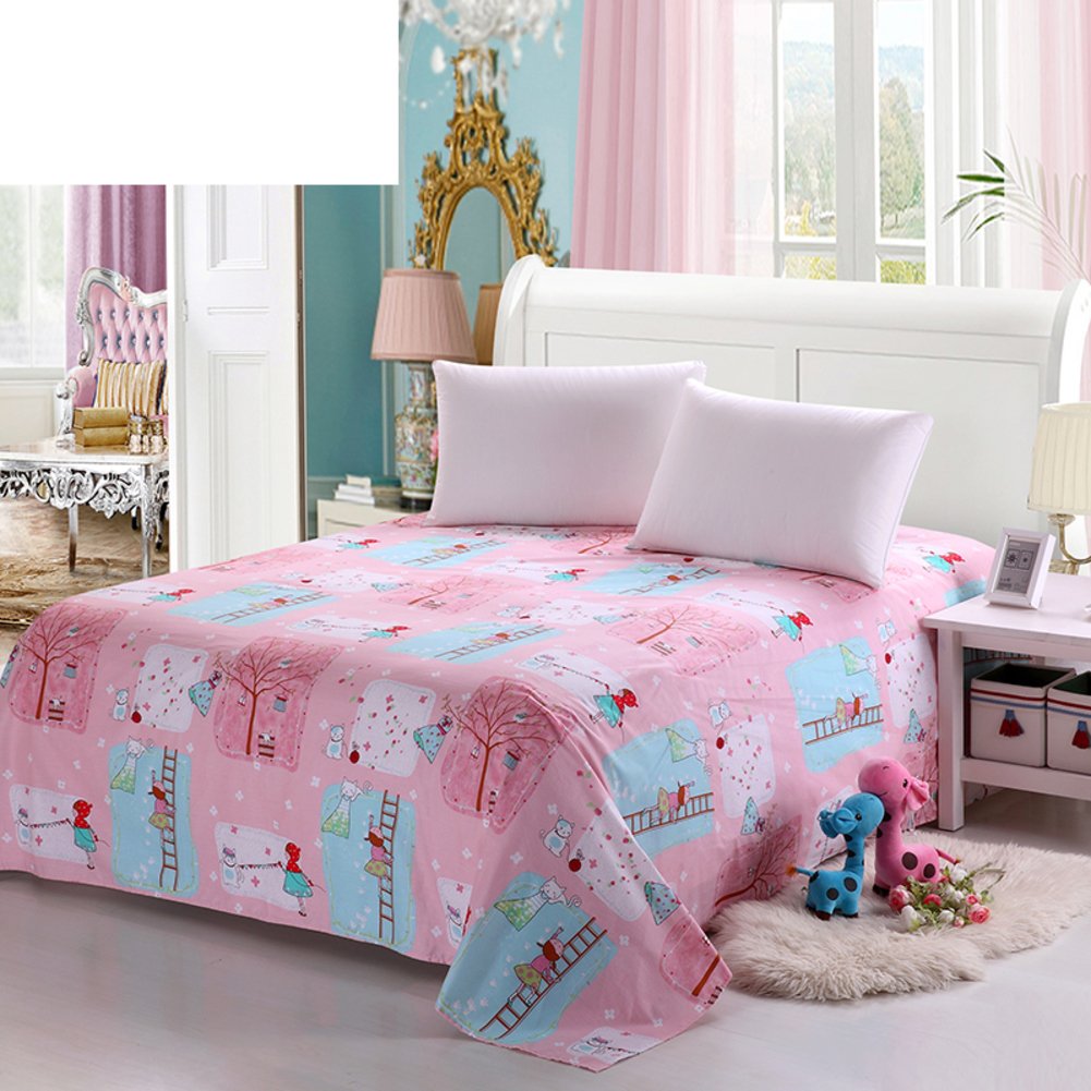 Drap en coton doux motif feuilles lit simple double draps de printemps été G 160x230cm