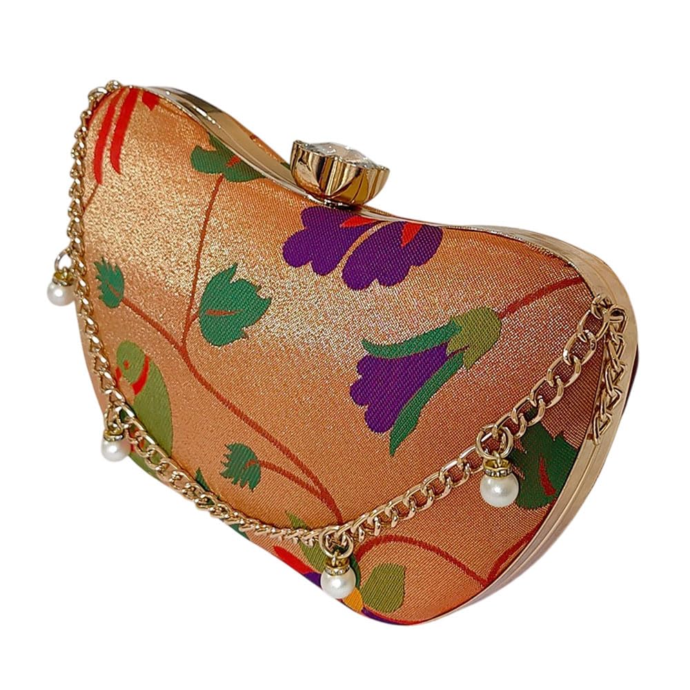 mangalam paithani Women’s Paithani Silk Clutch Purse with Golden Chain |Ethnic Clutch Bag | Traditional Wedding & Party Handbag-picture-51