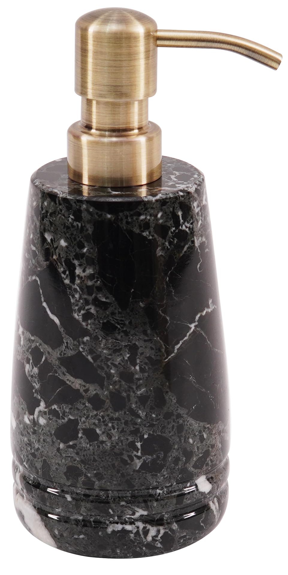 SPESHSTONES - Dispensador de jabón de mármol de 19 cm, color negro para jabón líquido de manos y vajilla para fregadero de cocina, contenedor para desinfectante, loción, champú espumoso para