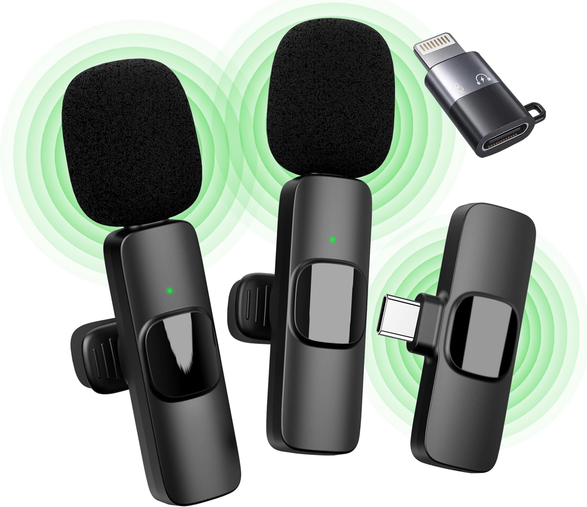 Wireless Microphones for iPhone iPad,[Lightning], Clip on Lapel Lavalier Bluetooth Microphone for Video Recording, Live Streaming,PC, Laptop