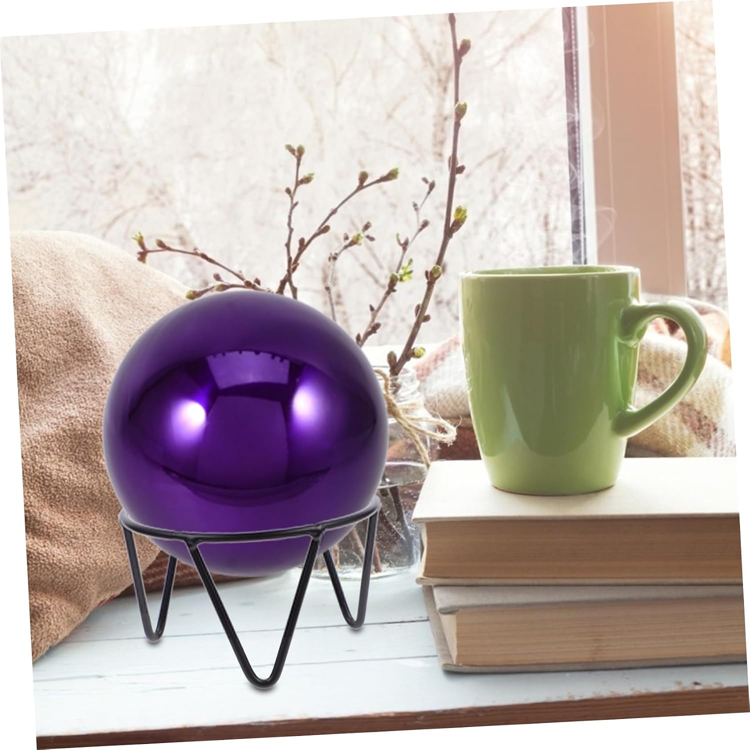 Black Iron Gazing Ball Stand for Small Crafts and Eggs Display