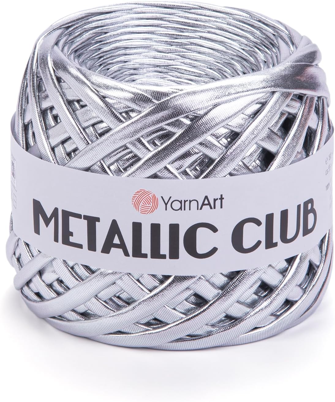 YarnArt Metallic Club – Super Bulky T-Shirt Yarn, 100% Polyester, 6.35 oz (180g), 60 yds (55m), Shiny Multicolor Thread for Handbags, Chic Night Bags, and Crochet Projects (8102)