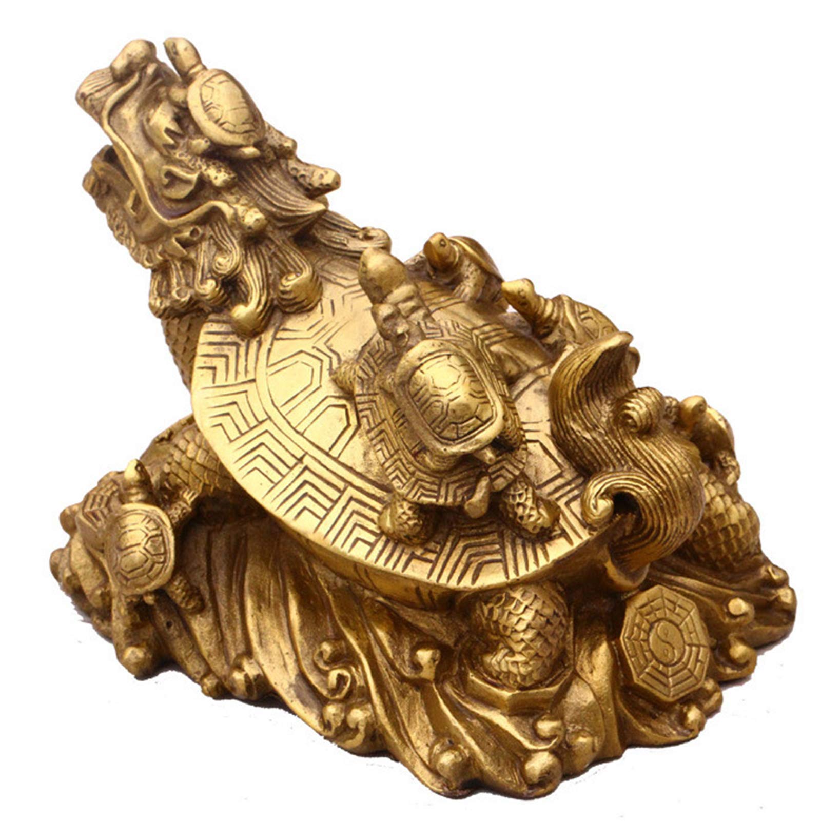 YNIYUJKL Feng Shui Ornaments Dragon Turtle Brass Statues, Wealth Prosperity Sculpture Ornaments, Best Housewarming Congratulatory Gift Home Decor