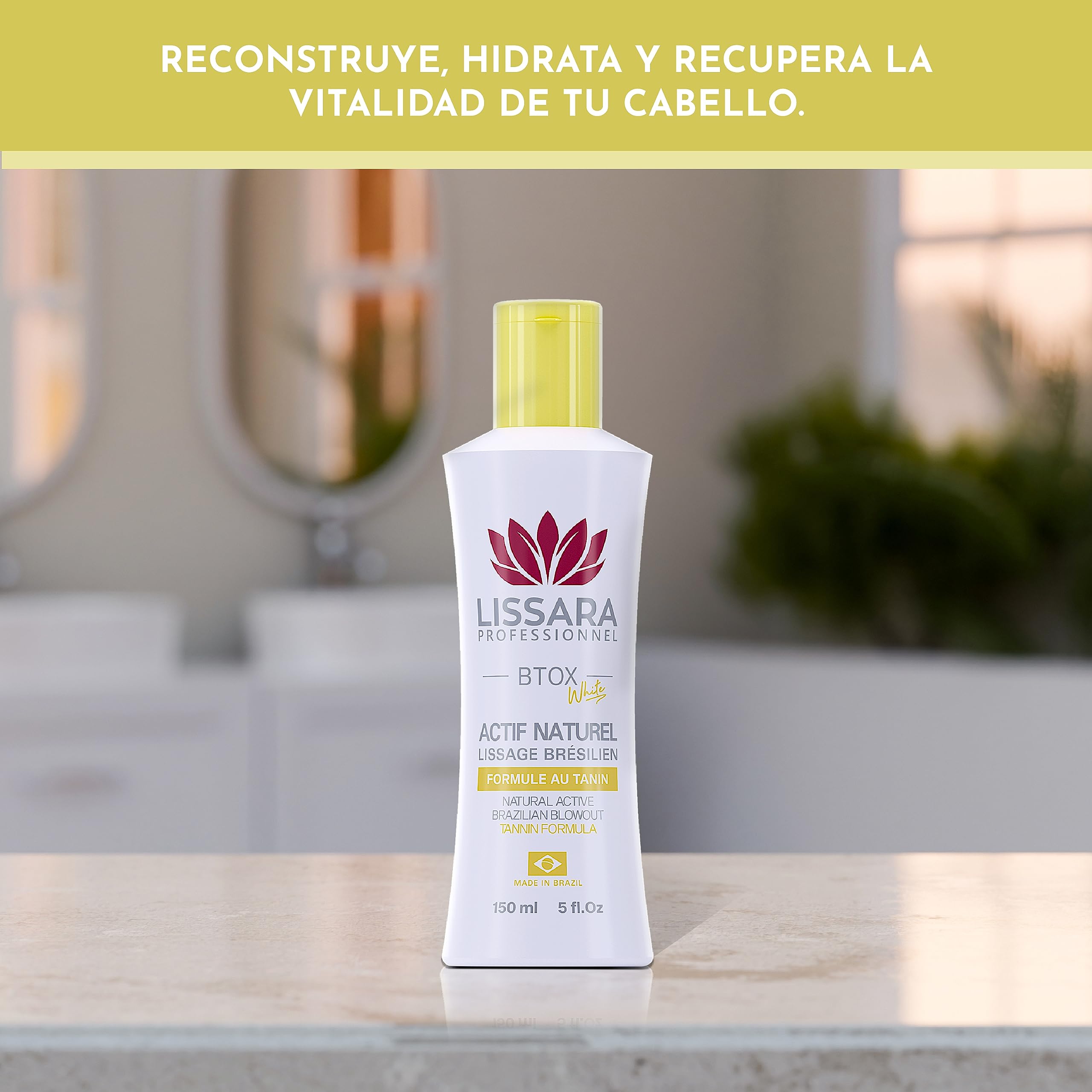 Tanin suavizante Lissara - Taninoplastia - White NATURAL ACTIVE - Sin formol - Tratamiento rejuvenecedor profundo en el hogar Sin humo Inodoro - Hecho en Brasil - 150ml