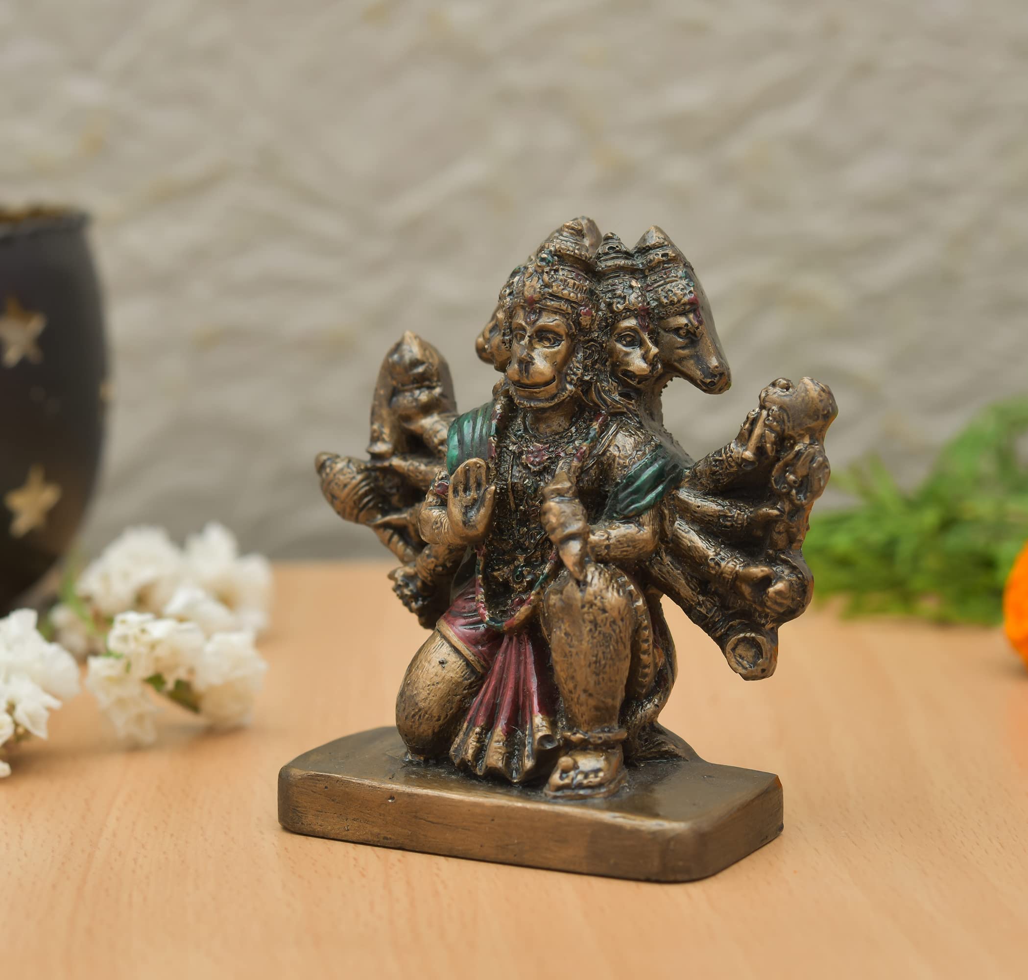Archna Handicraft Polyresin Panchmukhi Hanuman Ji Murti Statue for Pooja Figurines Sculpture Bajrang Bali Idol (3.5 x 3 Inches) - Image 4 thumbnail