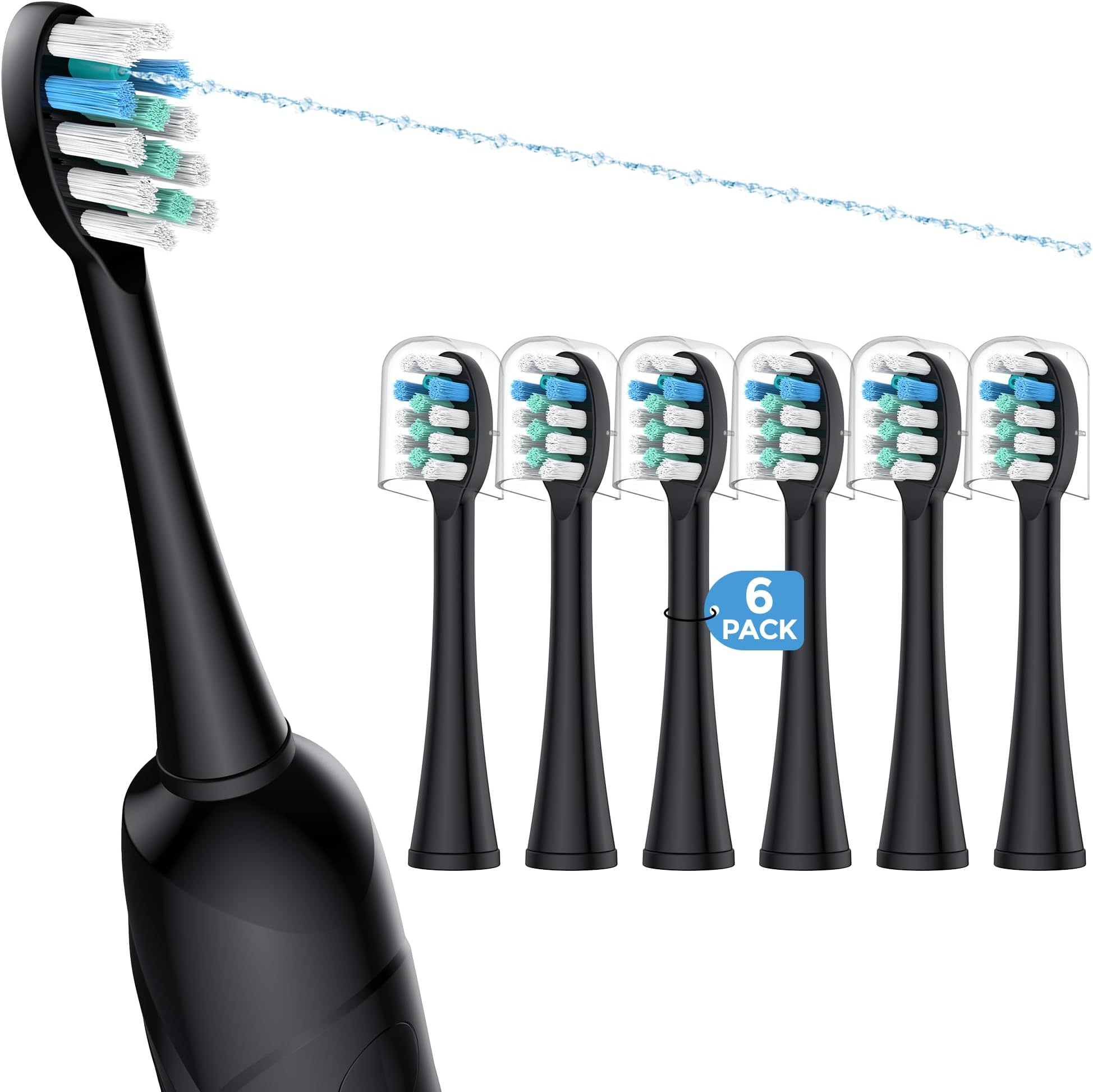 FitMount 6 Pack Toothbrush Replacement Heads Compatible with WaterPik Sonic Fusion