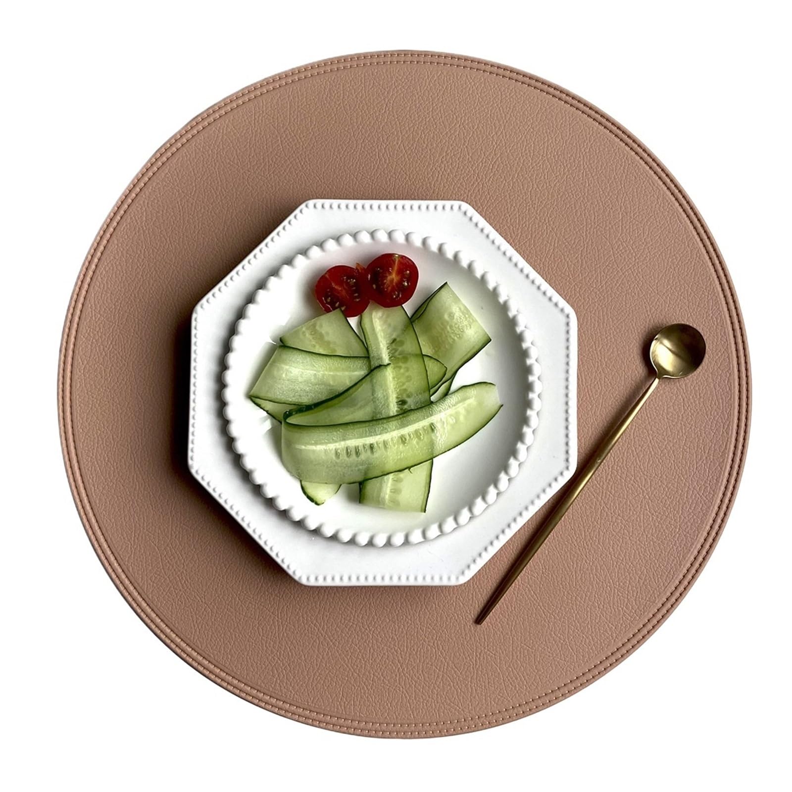 15Pcs Placemat Coaster Pad Round Plate Mat Edge Pressing Table Placemats For Kitchen Dining For Home(Pink)