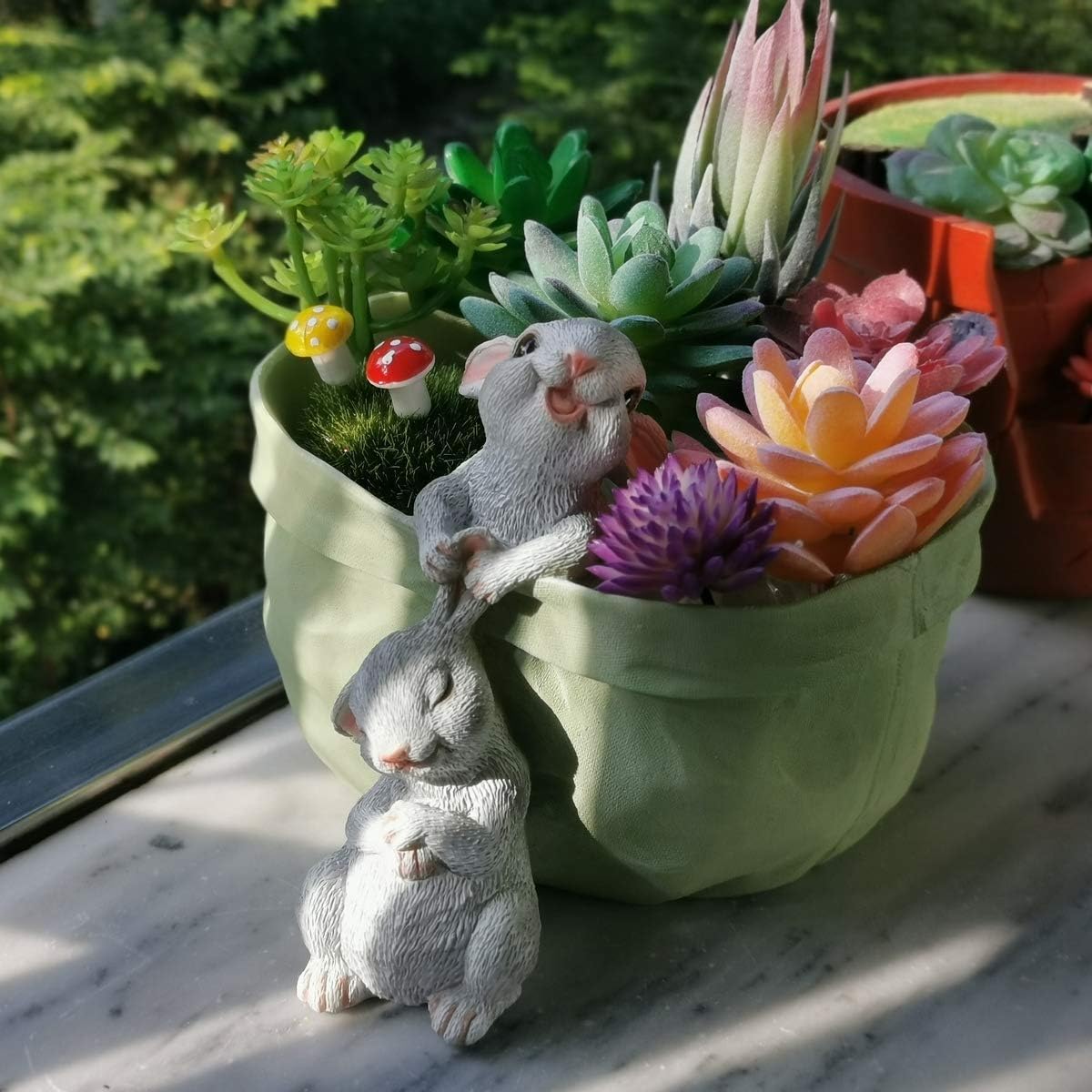 Succulent Plant Pots Flower Planter(with Hole)+ French Bulldog Puppy Statue Pet Memorial Figurine Gift A image 4