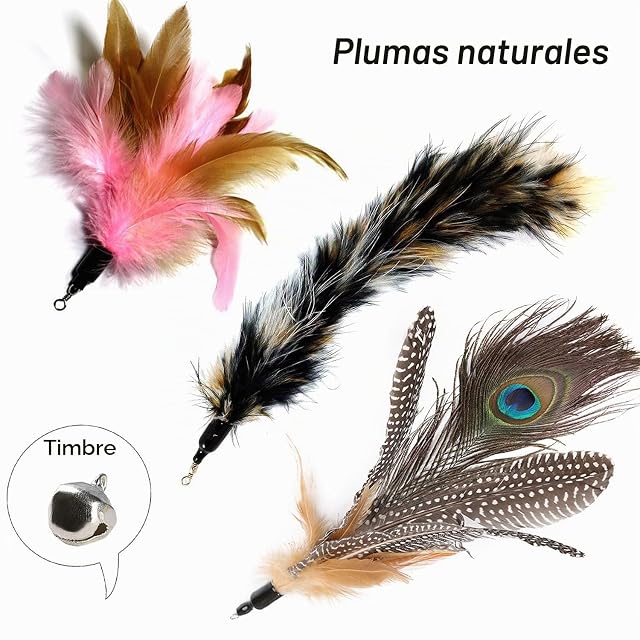 Foto 5 de 7 de MAIYADUO Juguete de la Pluma del Gato Entrenamiento telescópico Interactivo Natural de Plumas Varita Gato…