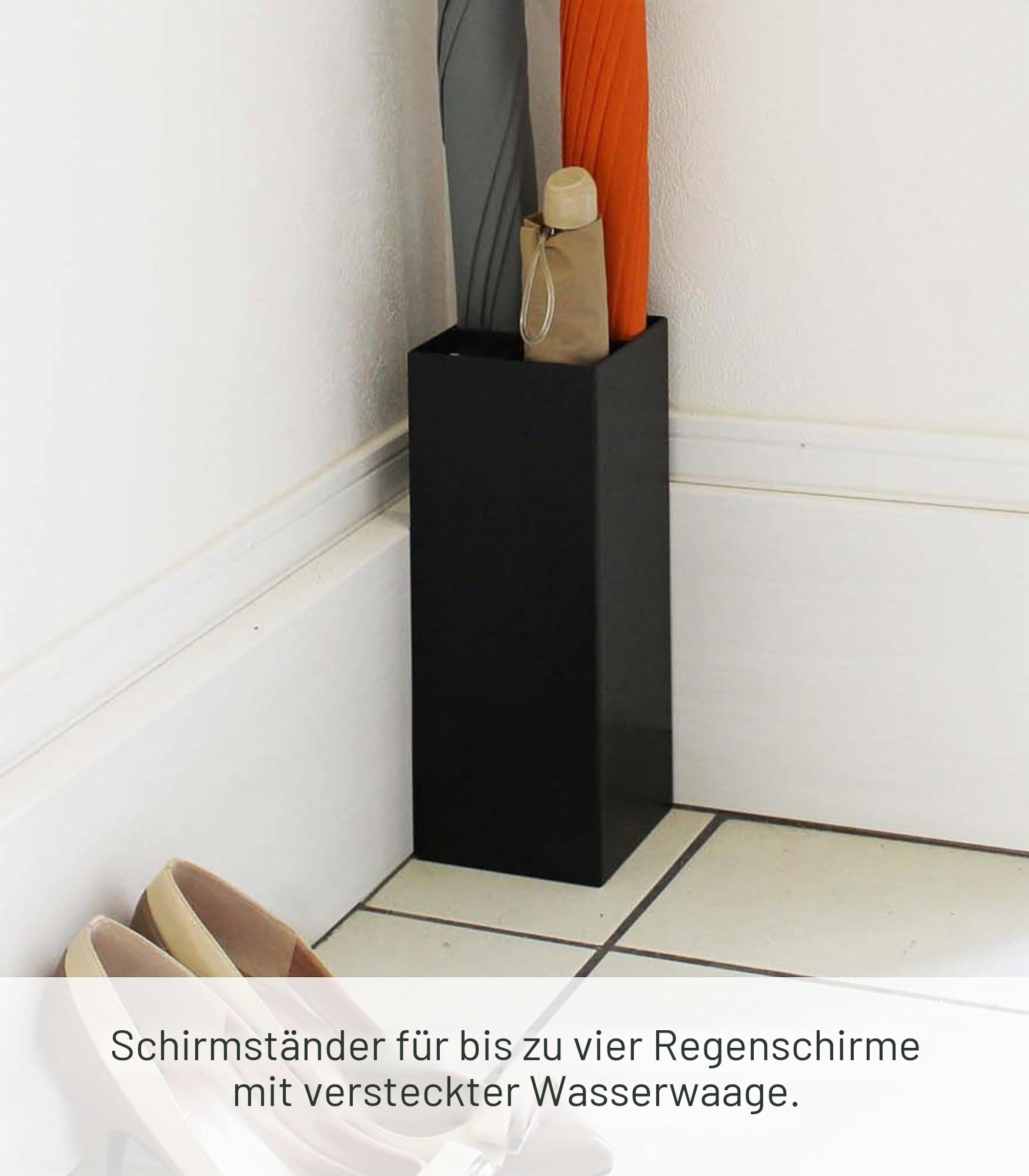 YAMAZAKI 6719 SMART Umbrella Stand, Black, Steel/Polypropylene, 11 x 11 x 30 cm