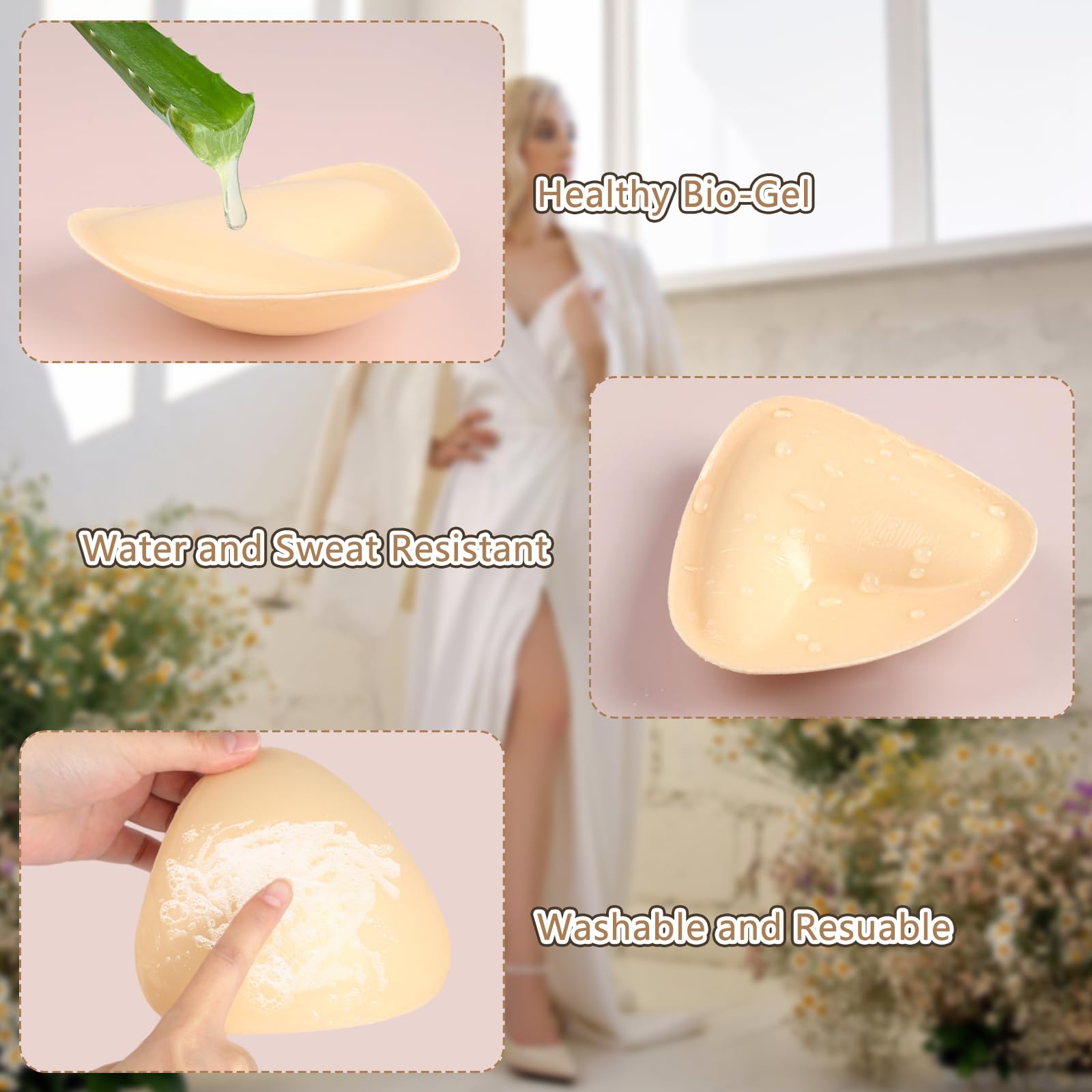 Monoka Push Up Pads, dwustronnie klejące nakładki na sutki, dwustronnie klejące podkładki pushup, samoprzylepne, powiększające piersi, kolor skóry, 12x11,5cm
