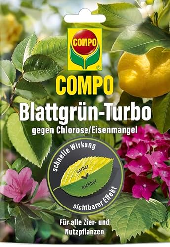 Compo Fetrilon 13% (Blattgrün Turbo) gegen Eisenmangel und Chlorose 40g (2x20g) Eisendünger für Topf- und Kübelpflanzen, Garten, Beet, Cannabis Heinrichs Agrar