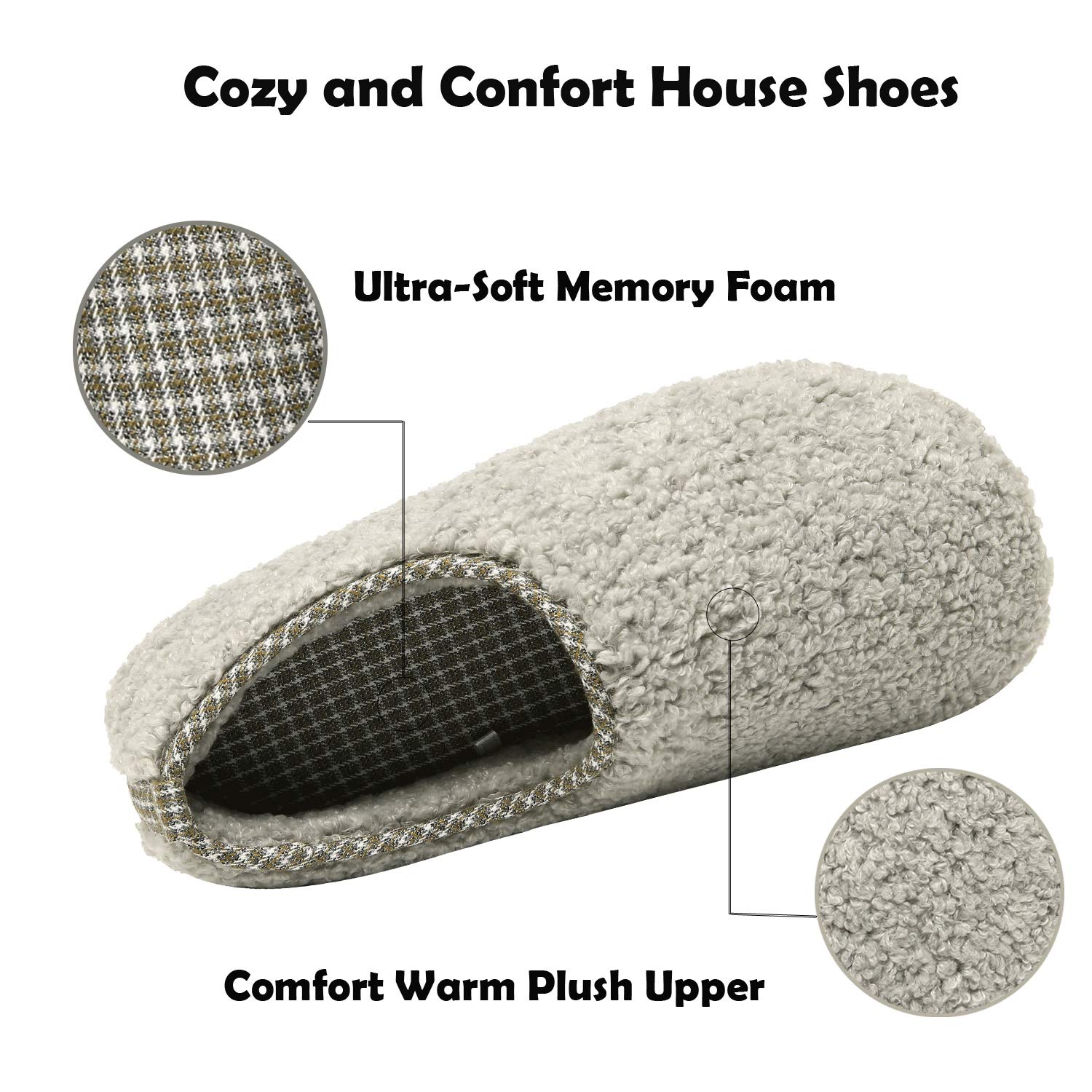 ChayChax Donna Pantofole da Casa Memory Foam Inverno Ciabatte Pantofola Interno Caldo Peluche Leggero Scarpe di Cotone