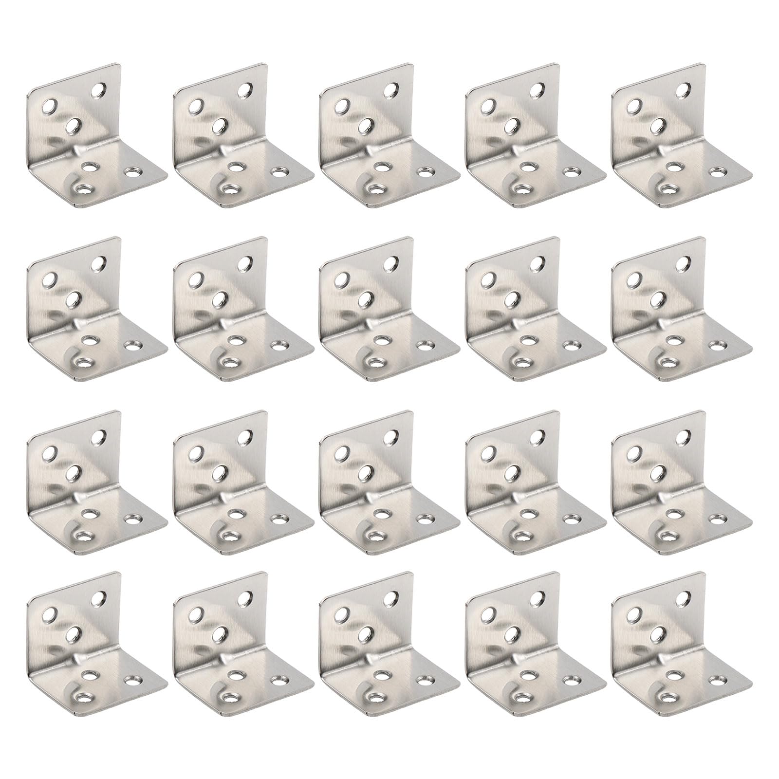 20Pcs / Set Stainless Steel Shelf Brackets, Heavy Duty Joint Right Angled for Wood, L Shape Metal Corner Brace Right Angled Bracket
