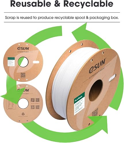 eSUN PLA Filament 1.75mm, PLA Basic Précision Dimensionnelle +/- 0.05mm, Bobine de 1KG (2.2 LBS) Filament PLA Rapide pour 3D Imprimantes,Blanc - 8