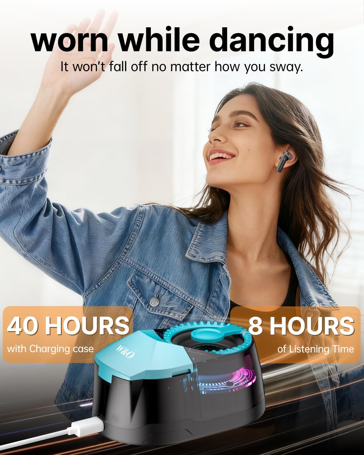 W & O Bluetooth Speaker with Wireless Earbuds,All in One, Magnetic Portable Speaker Bluetooth 5.4 with RGB Lights, Magnetic Mount，for Travel, Gifts (Blue)