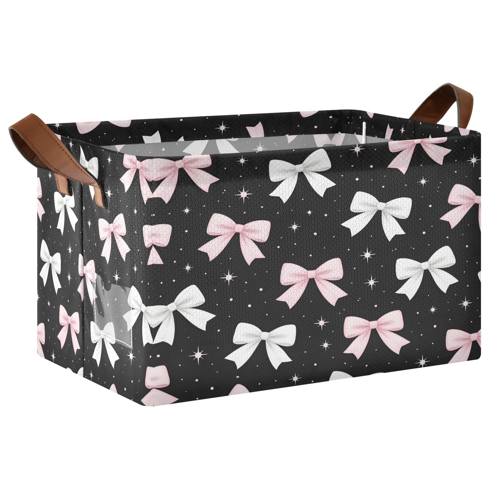 Cgiub Bows Storage Basket Waterproof Foldable Storage Bin Baby Laundry Basket Closet Organiser for Nursery Decor Home Organizing