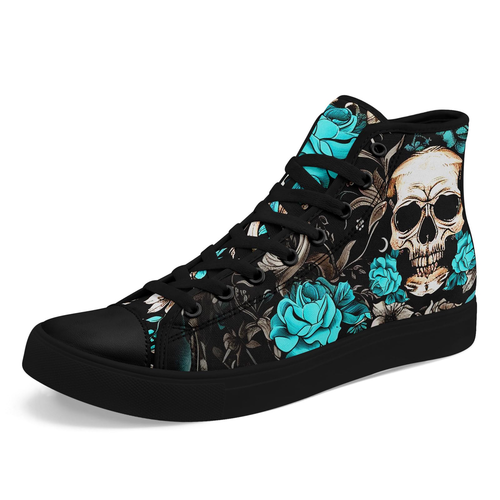 coolcustomize Fashion Skull High-Top Canvas Shoes for Men Women -Unique Vibrant High Top Sneakers Comfortable Casual Shoes