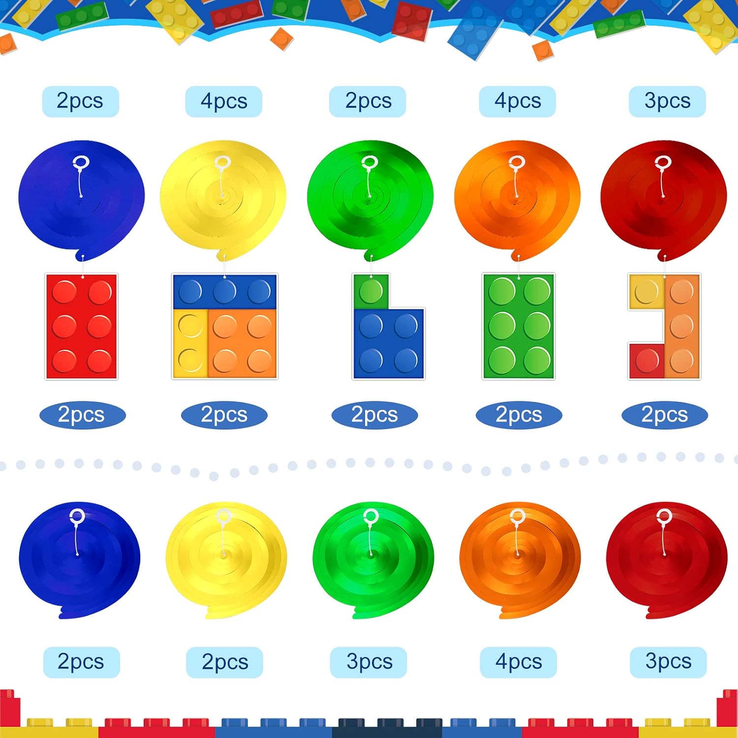 Eersida 30 Pcs Building Blocks Hanging Decor, Birthday Party Streamer Kit image 5