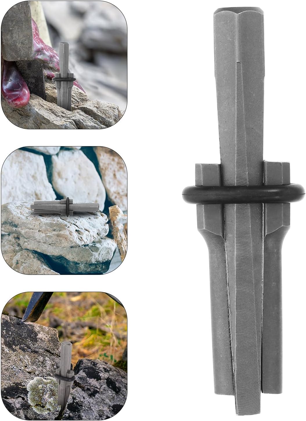 SECFOU Heavy Duty Stone Splitter Wedge Chisel Hand Tool for Concrete Rocks Marble Granite Splitting with Φ16x105mm Size, Single Piece Masonry Chisels for Stone Splitting and Construction