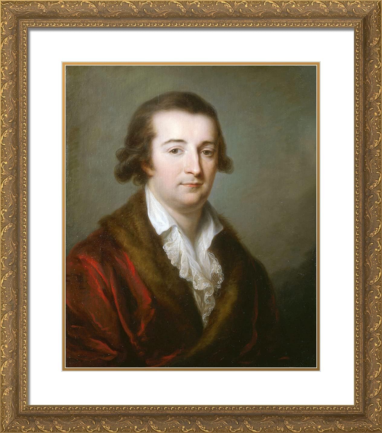 ArtDirect Kauffman, Angelica 20x22 Gold Ornate Framed Art Print with Double Matting Titled: Portrait of Herzogs von Ceri