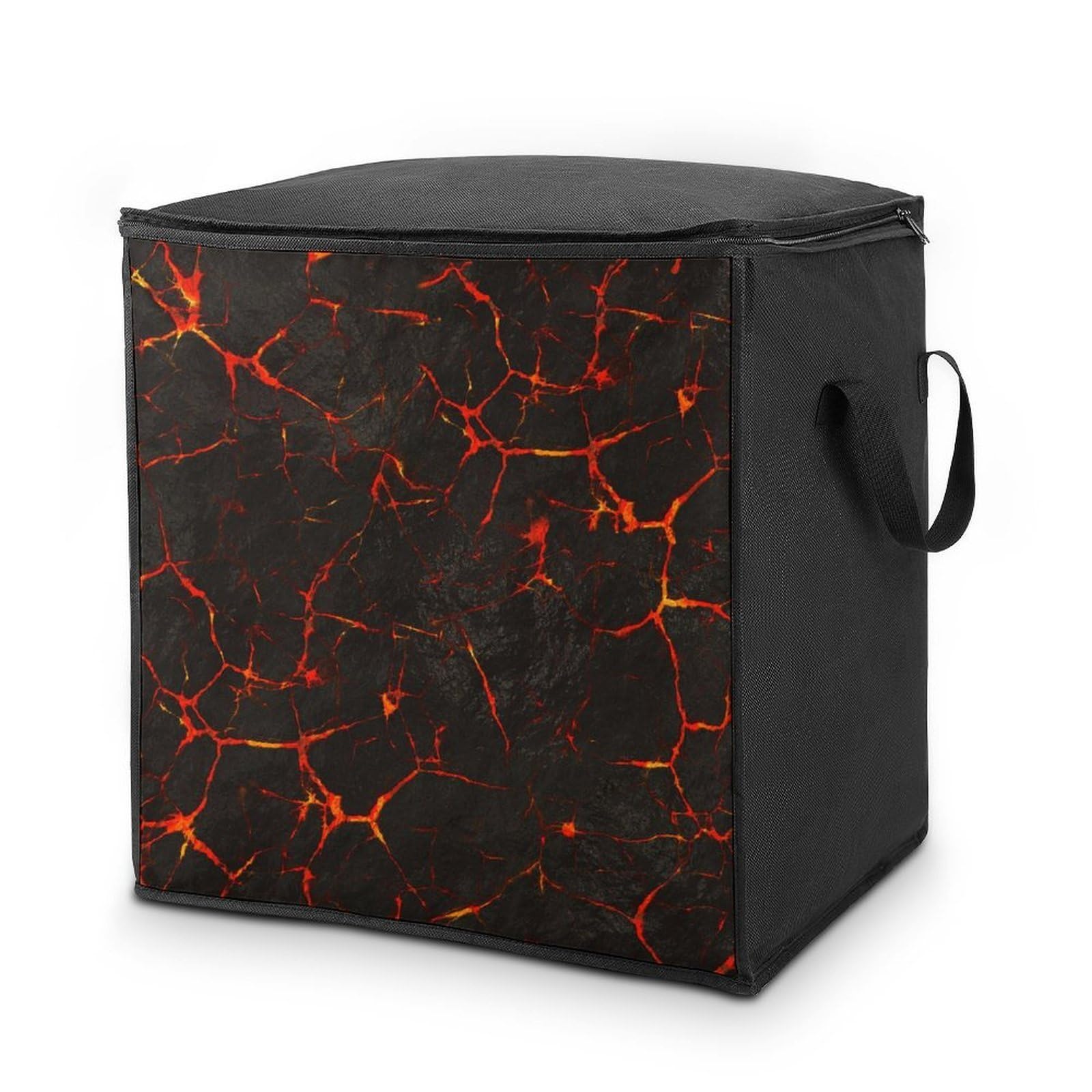 Lyfthologen 70L Storage Bags, Volcanic Lava Crack Storage Box with Lid Zipper And Handles, Clothes Bags for Quilt, Blankets, Bedding